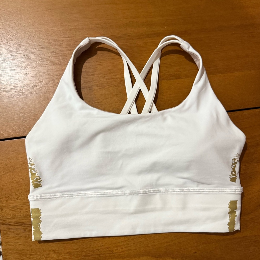 Lululemon energy longline sports bra lunar new year white gold 6